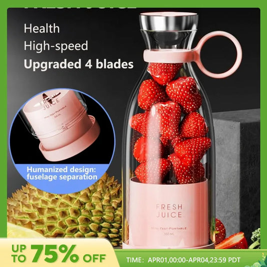 Portable Blender 350Ml Mini Portable Blender Smoothies 1400Mah FRESH JUICE Travel Electric Travel Portable Mixer Kitchen