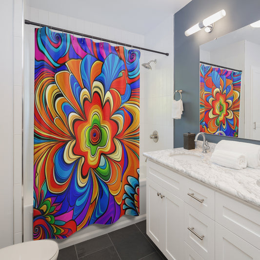 Psychedelic 60s Inspired Shower Curtain