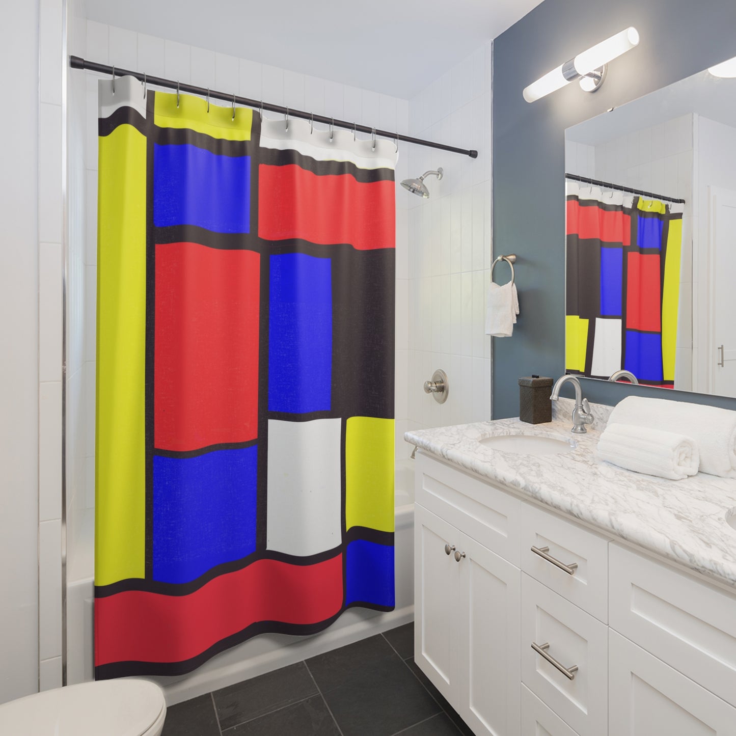 Color Block 60s Shower Curtain