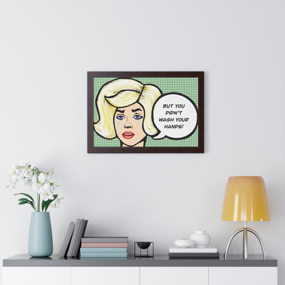 Tattle Tale Woman For The Bathroom Framed Horizontal Poster