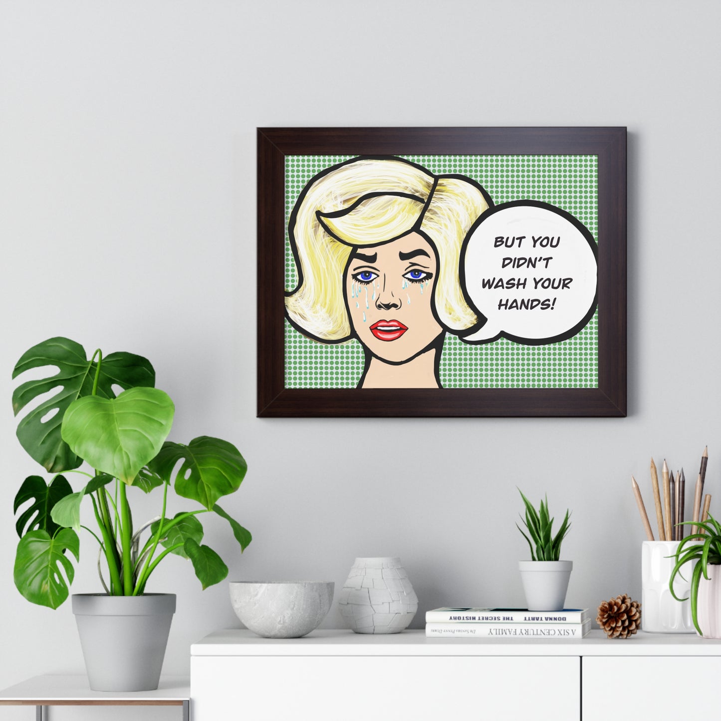 Tattle Tale Woman For The Bathroom Framed Horizontal Poster