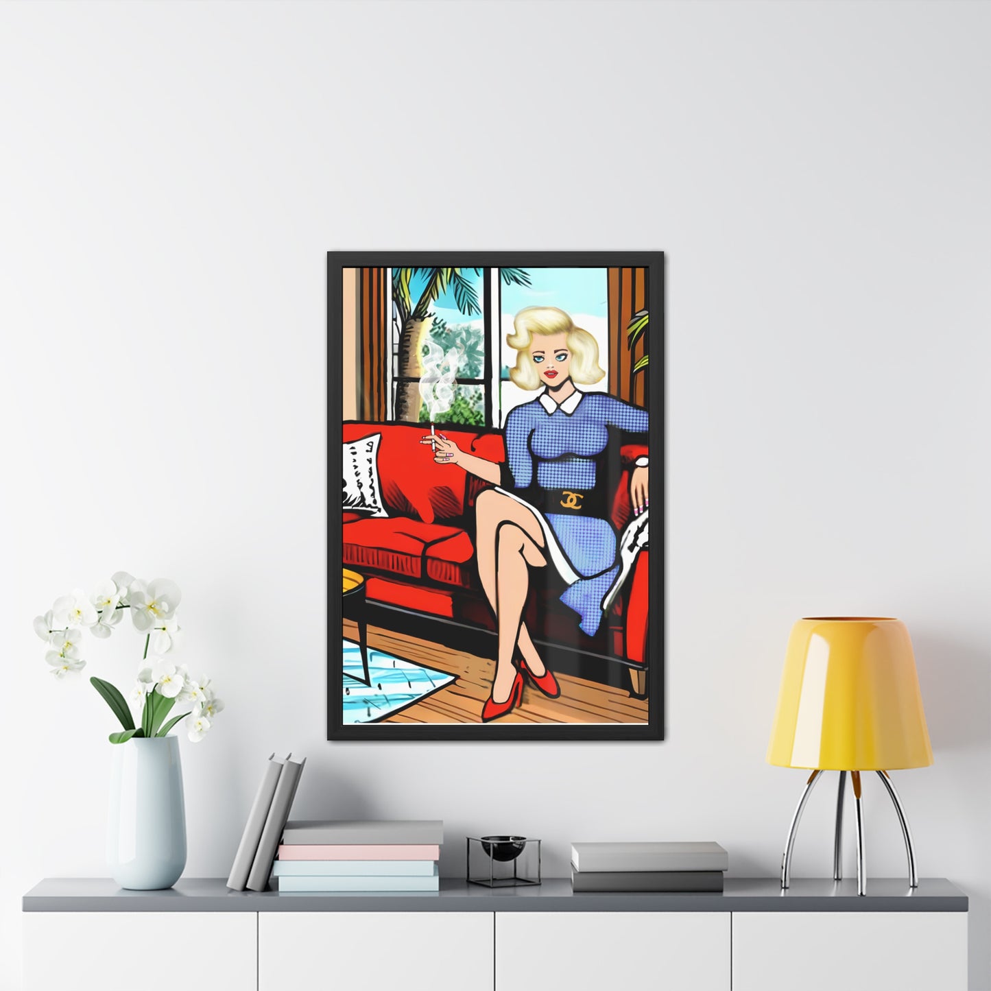 Mid Century Modern Woman Framed Poster