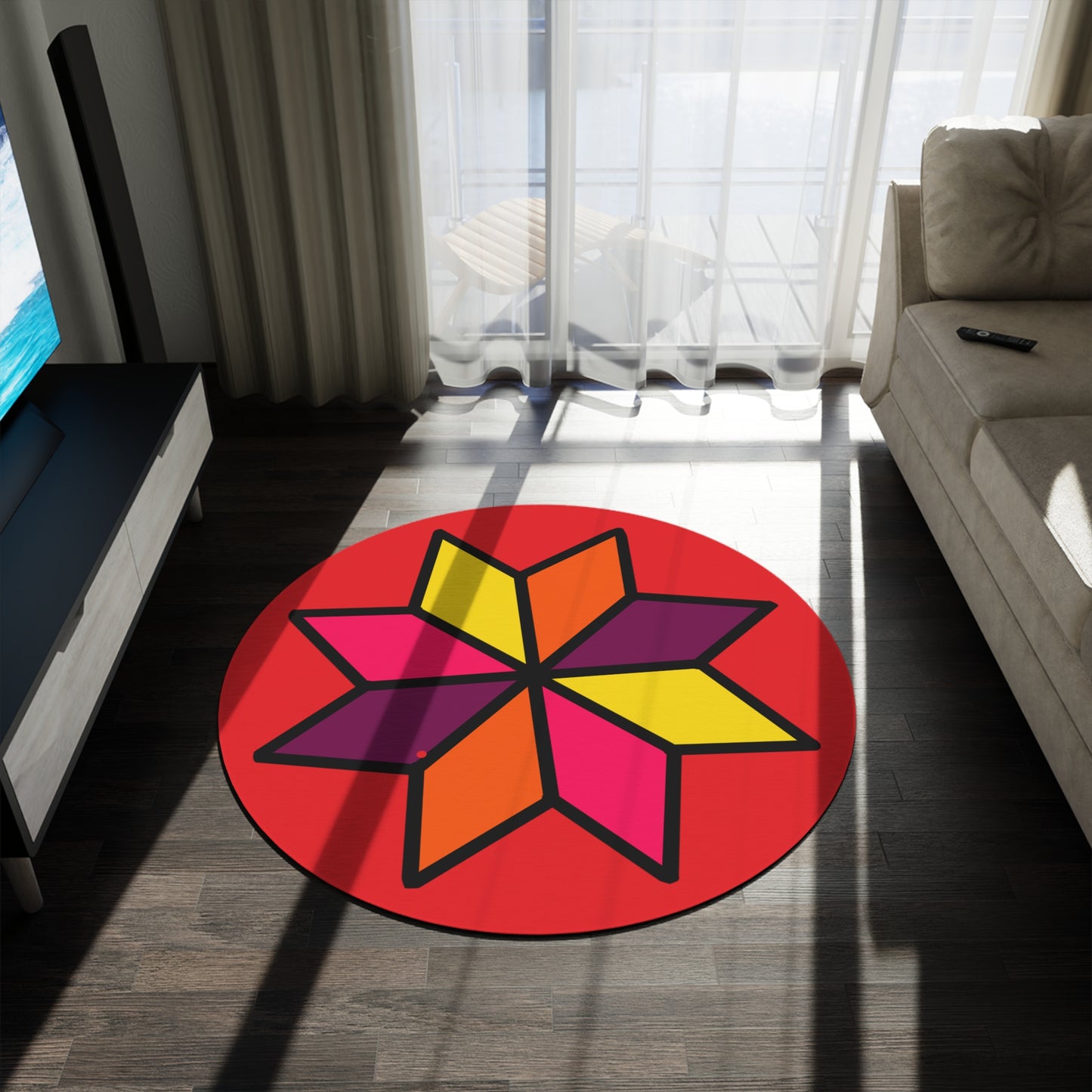 Swinging 60s Pattern Round Rug