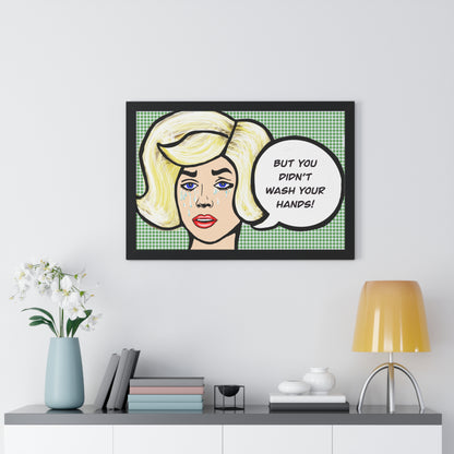 Tattle Tale Woman For The Bathroom Framed Horizontal Poster