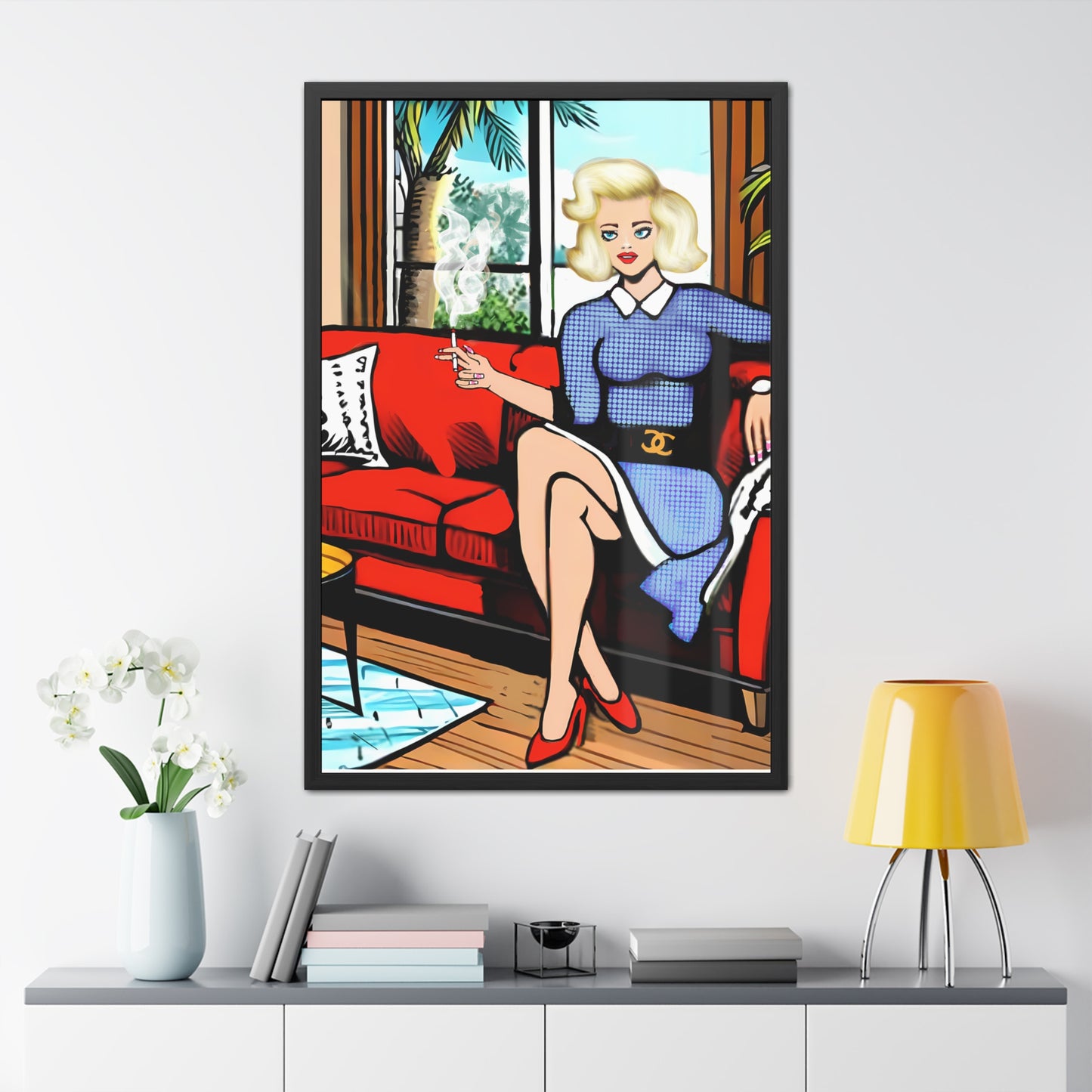 Mid Century Modern Woman Framed Poster