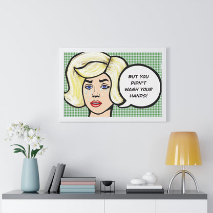 Tattle Tale Woman For The Bathroom Framed Horizontal Poster