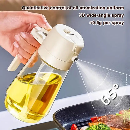 Oil Spray Bottle, Oil Dispenser and Vinegar Sprayer with 3 Replaceable Nozzle Glass Cooking Oil Preparation Dispensers