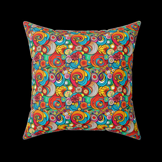 1960s Hippie Flower Power Pillow