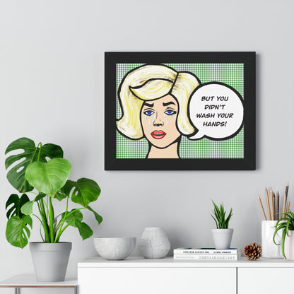 Tattle Tale Woman For The Bathroom Framed Horizontal Poster