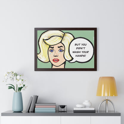 Tattle Tale Woman For The Bathroom Framed Horizontal Poster