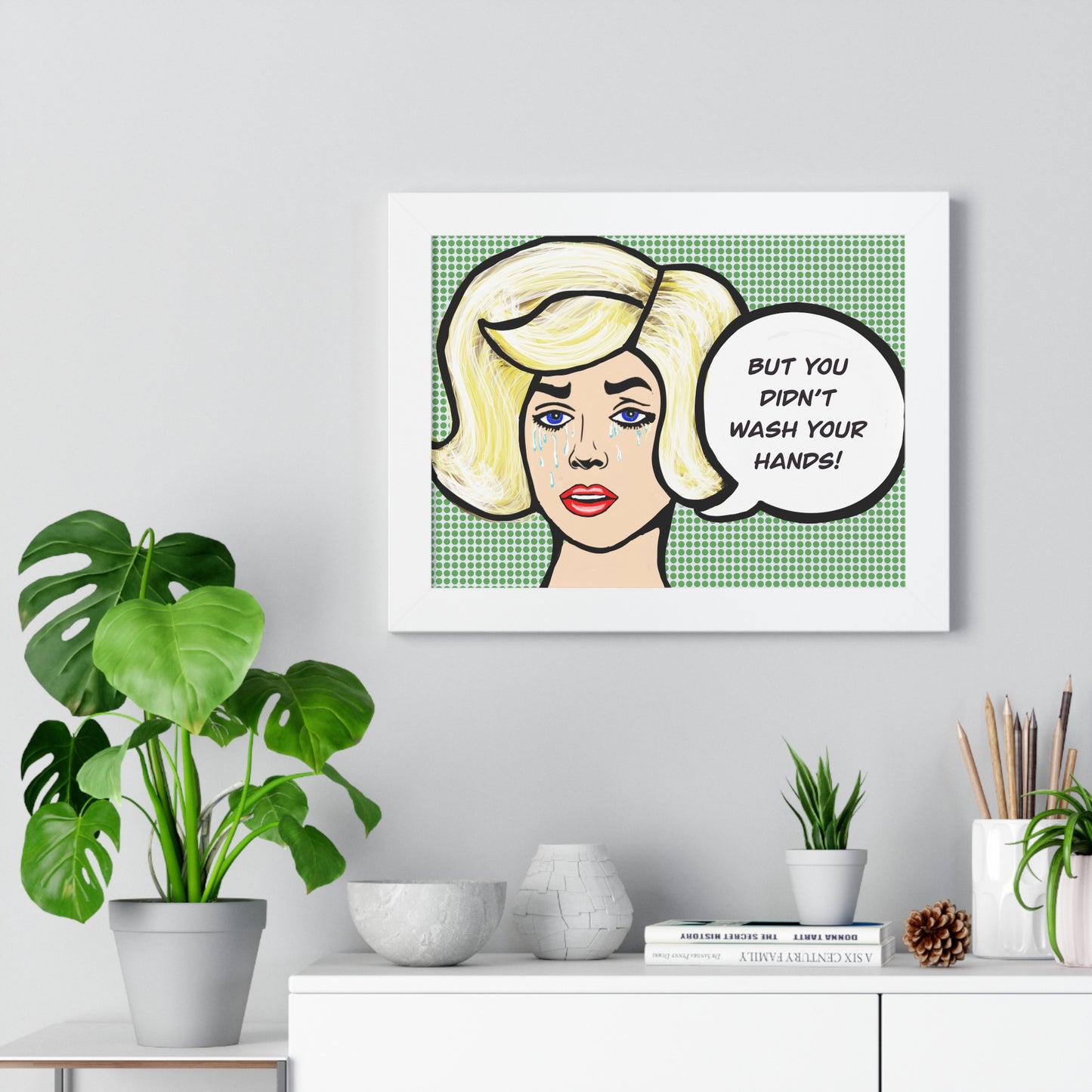 Tattle Tale Woman For The Bathroom Framed Horizontal Poster