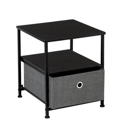 Nightstand Storage Bedside Furniture & Accent End Table Chest for Home Bedroom Officecollege Dorm Steel Frame Wood Top