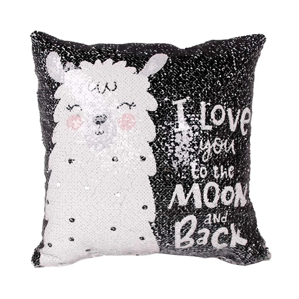 "Llama To The Moon" Sequin Pillowcase Cover