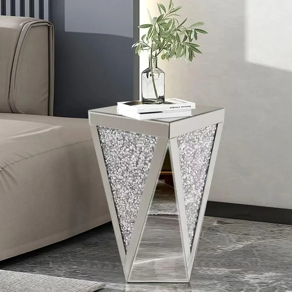 Silver Mirrored End Table