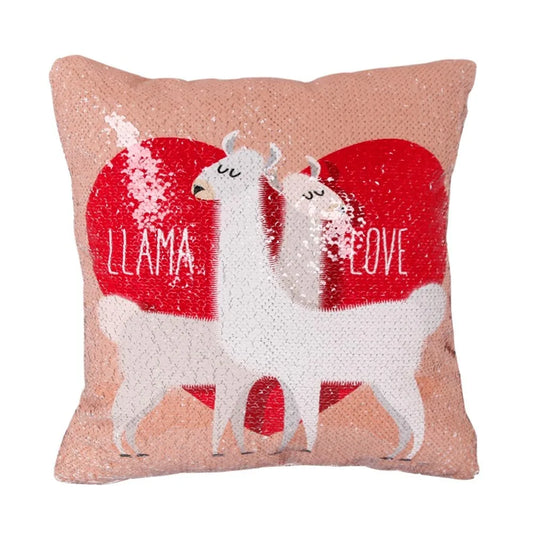 "Llama Love" Sequin Pillow Cover