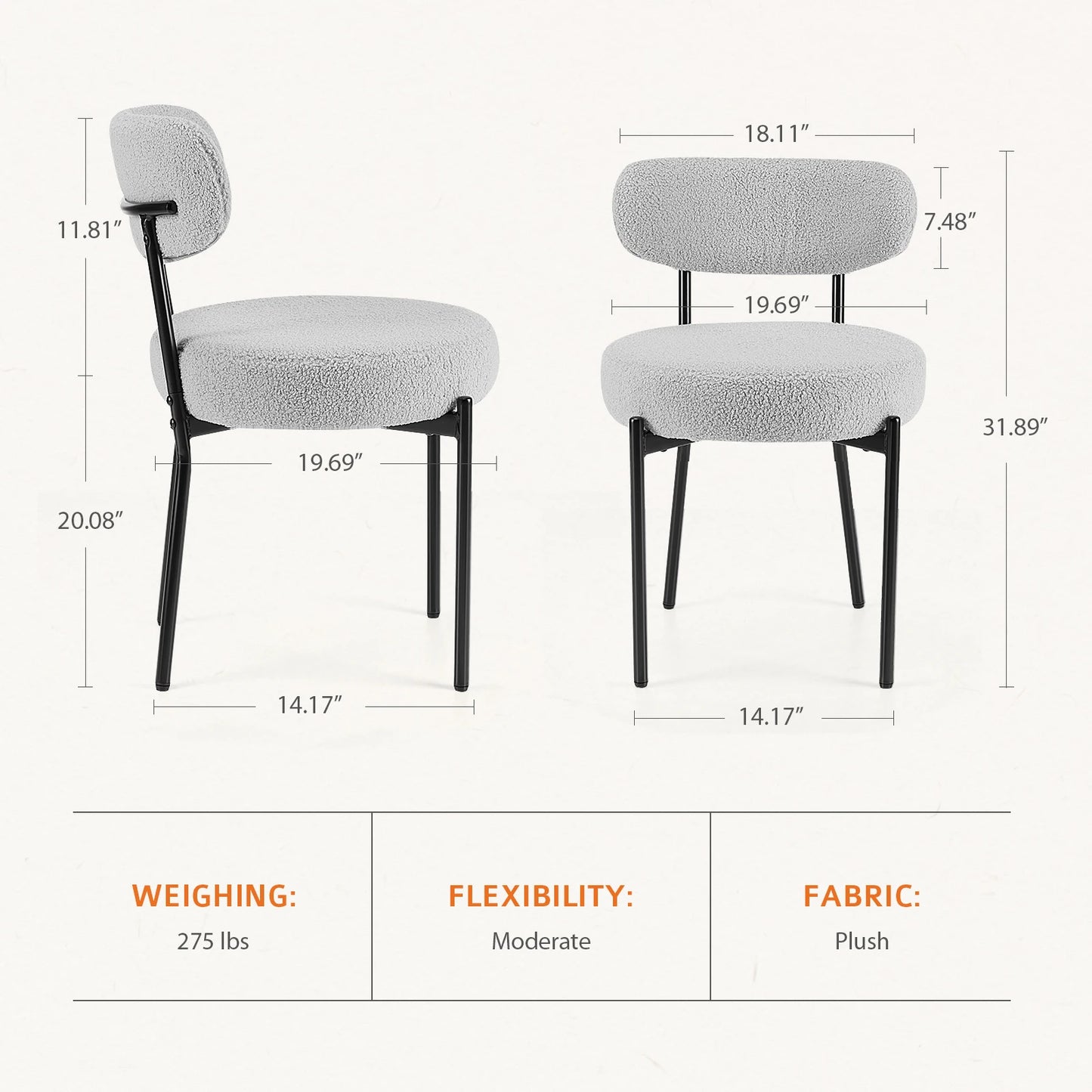 Ergonomic Dining Chairs Set of 2