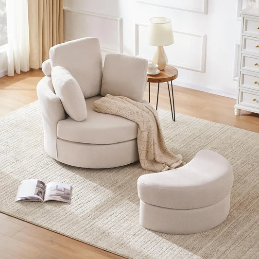 Swivel Barrel Chair with Ottoman