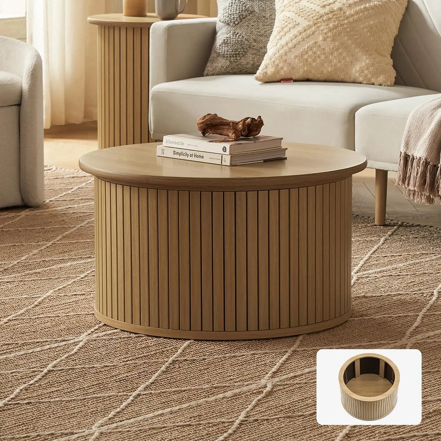 Round Coffee Table with Storage