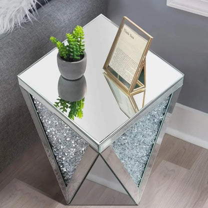 Silver Mirrored End Table