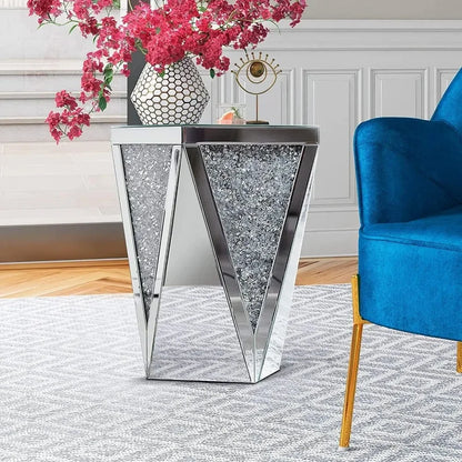 Silver Mirrored End Table