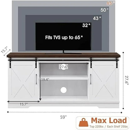 Barn Doors TV Stand for 65 Inch TV