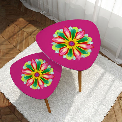 Big Flower Coffee Table Set of 2 in Pink