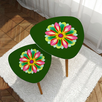 Big Flower Coffee Table Set of 2 in Green