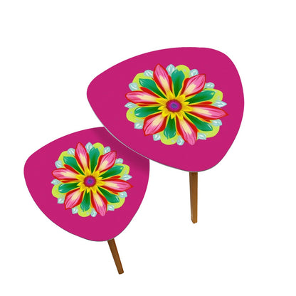 Big Flower Coffee Table Set of 2 in Pink