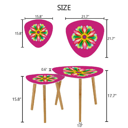 Big Flower Coffee Table Set of 2 in Pink