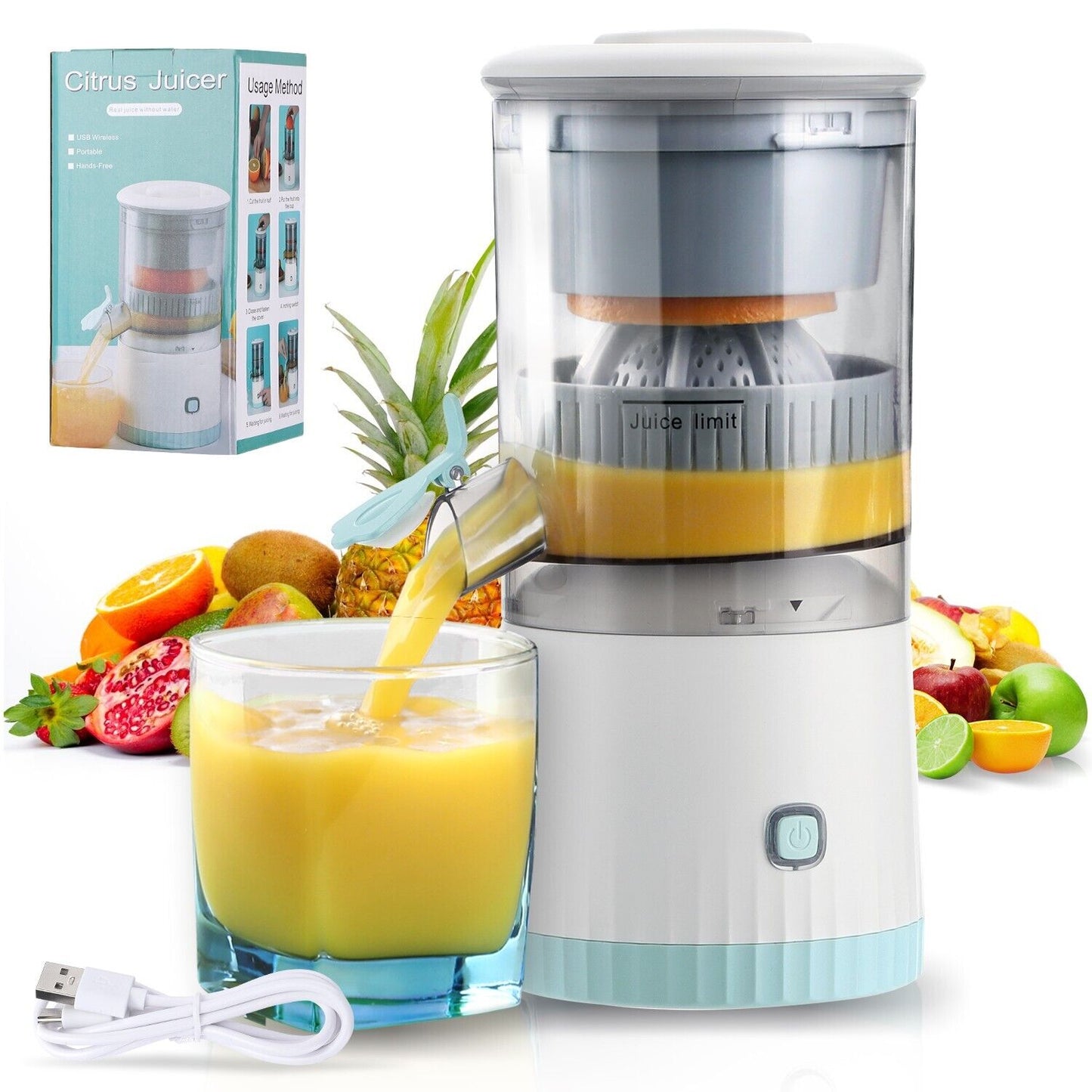 Citrus Juicer Lemon Squeezer Orange Juice Fruit Machine Kitchen USB Charging Gym