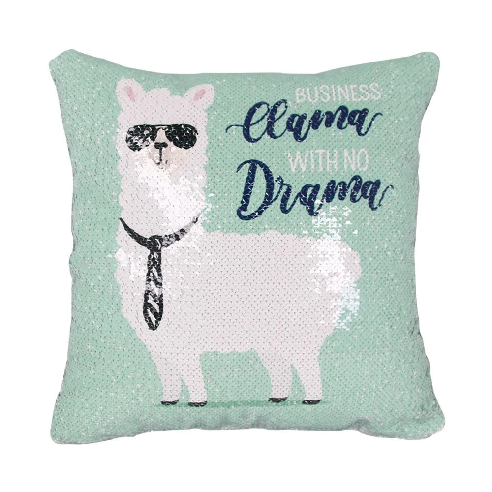 "Dream Llama" Sequin Pillow Cover