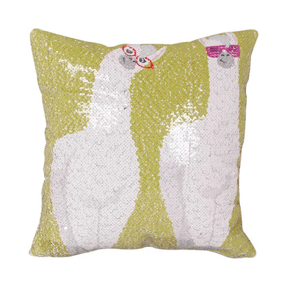 "Two Cool Llamas" Sequins Pillow Cover